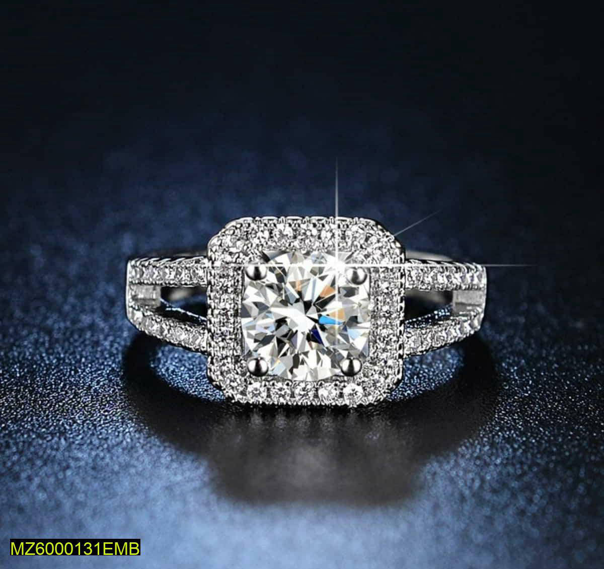 Square American Diamond Style Ring